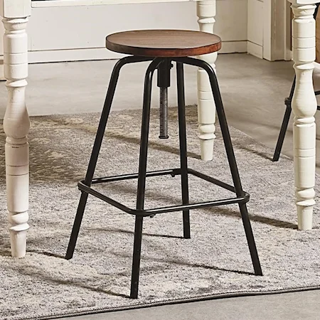 Round Stool with Metal Base and Milk Crate Finished Seat